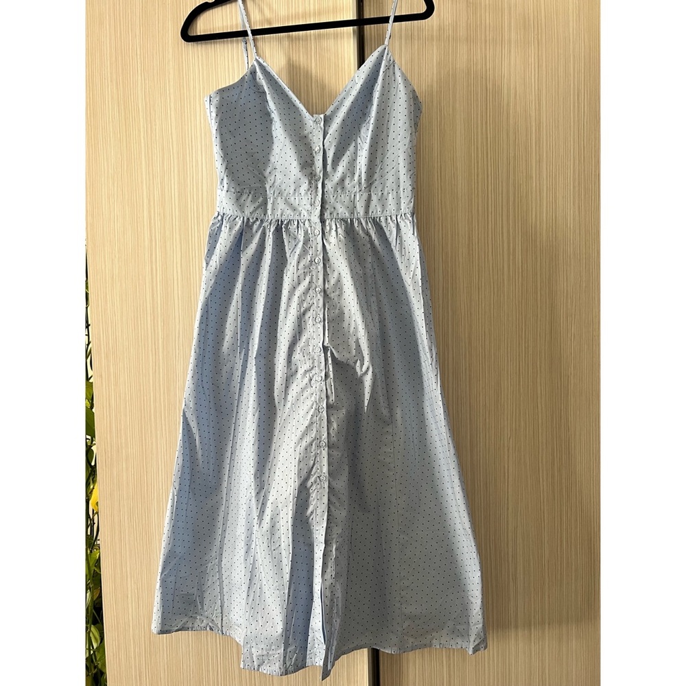 H&M Blue and black polka dot sweet heart A line bow back dress Size US 6 BNWT